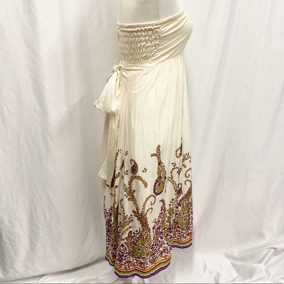 Moda International Boho Cream Floral Strapless Maxi Dress - Picture 4 of 11